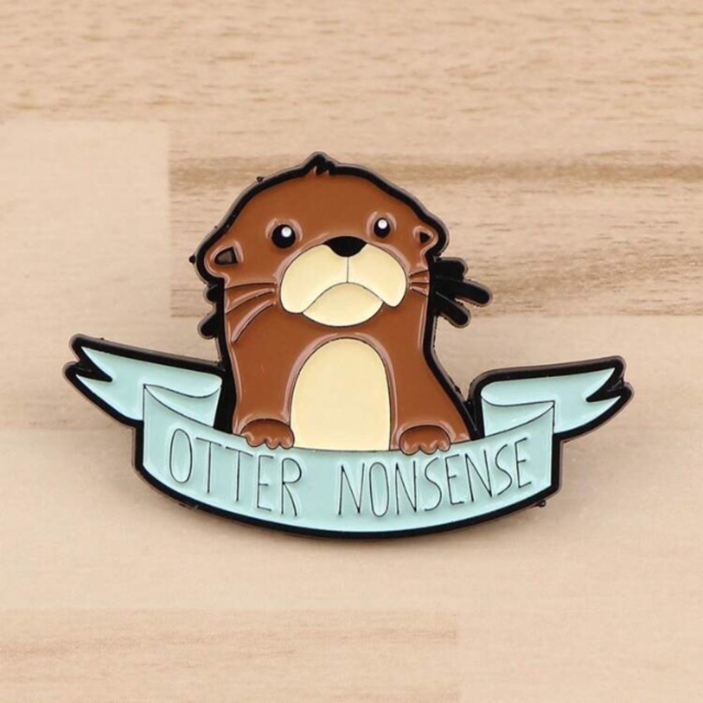 Brown blue otter Otter Nonsense enamel pin clothes backpack hat denim bag cap